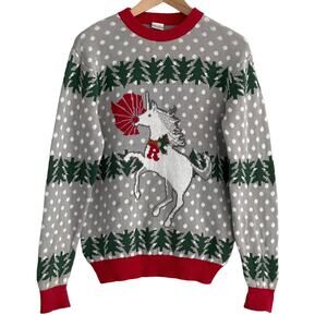 FunQi Unicorn Rudolph Ugly Christmas Sweater Size Small